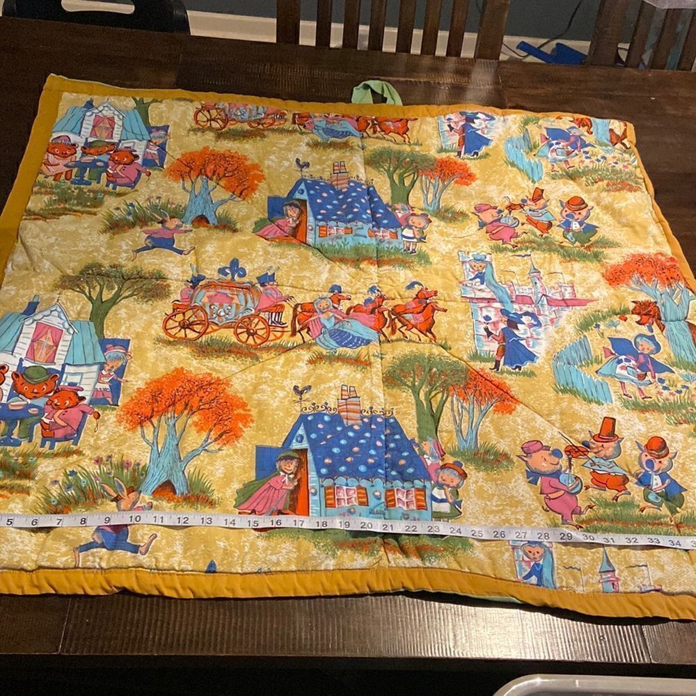 Vintage Retro fabric fairy story linen, 1960s - 1970s, Blanket
